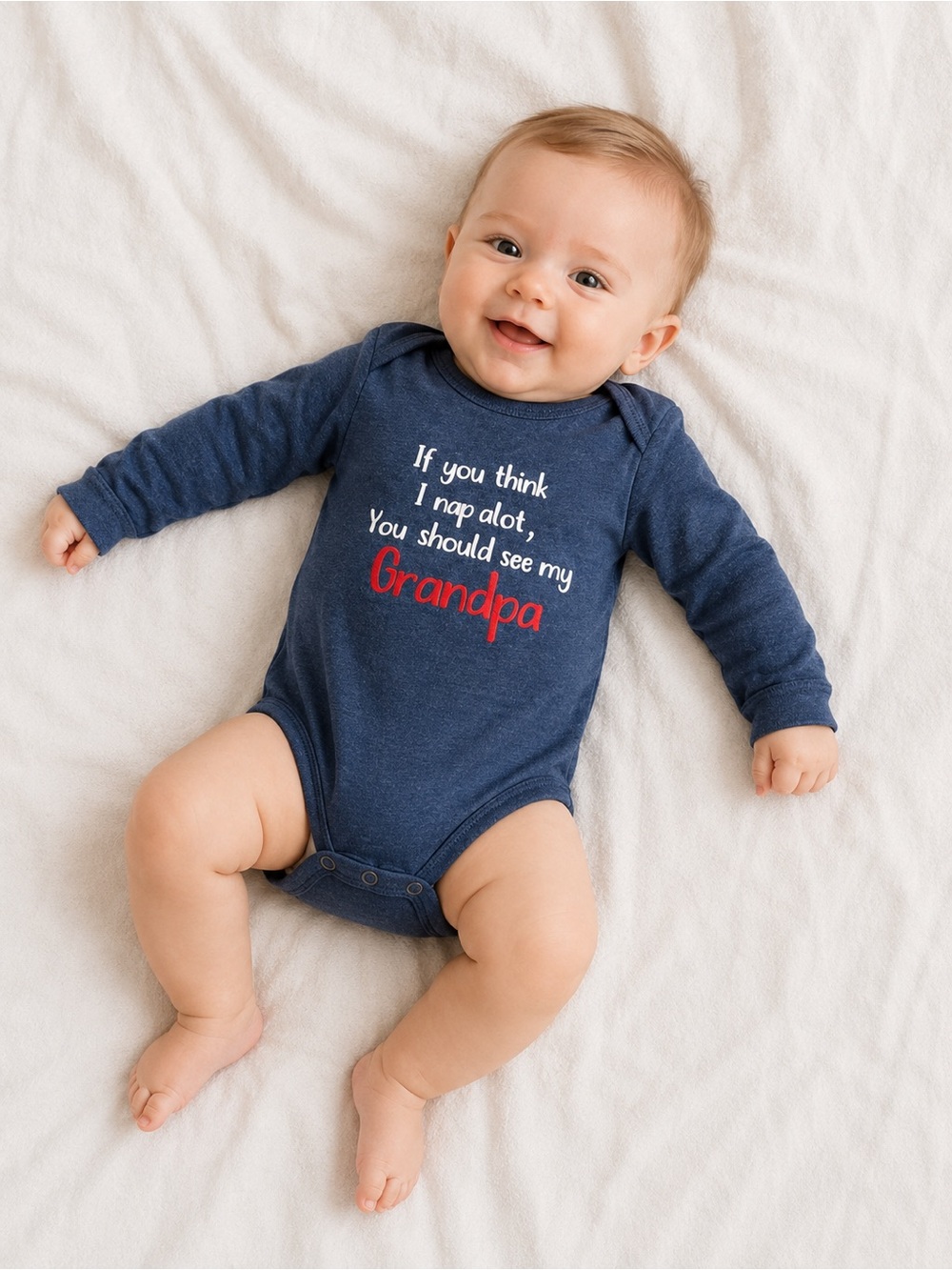 3/$25 Carter's Navy Long-Sleeve Onesie with 'Grandpa' Graphic